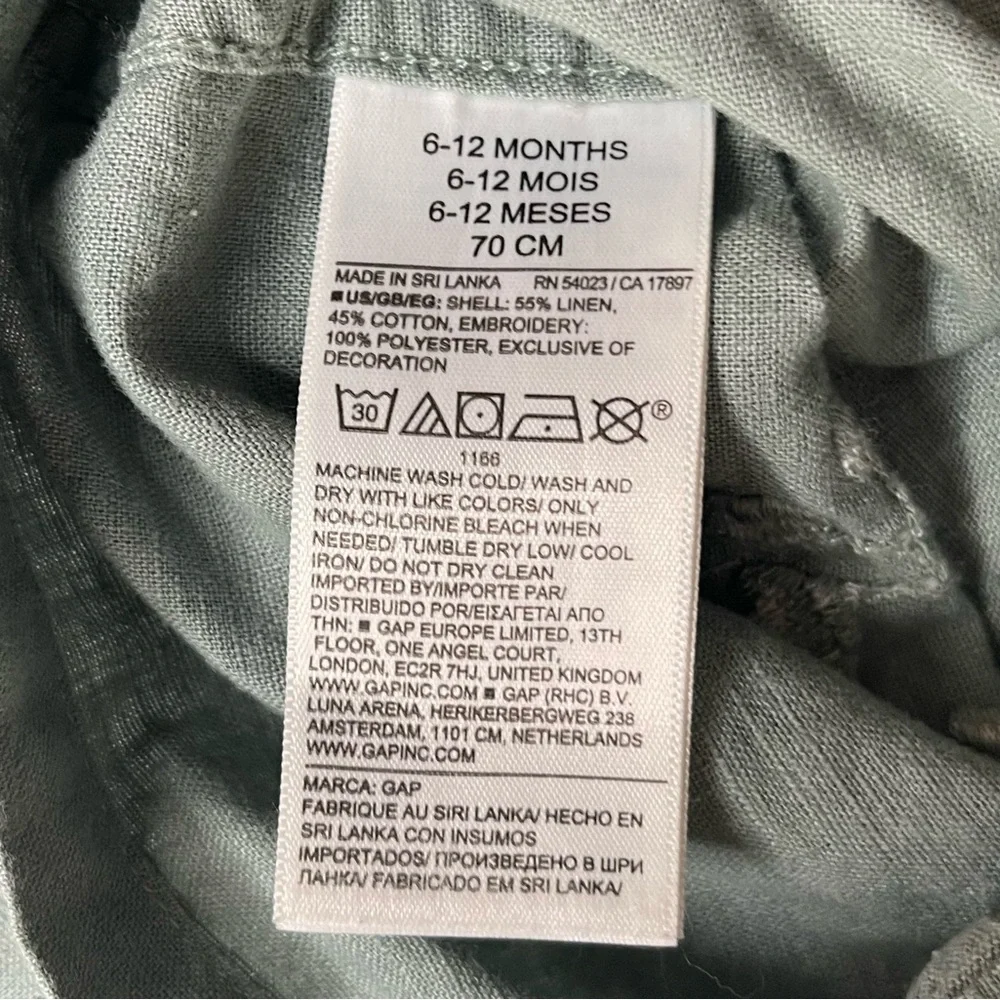 Baby Gap Green Linen-Cotton Cabana Romper
